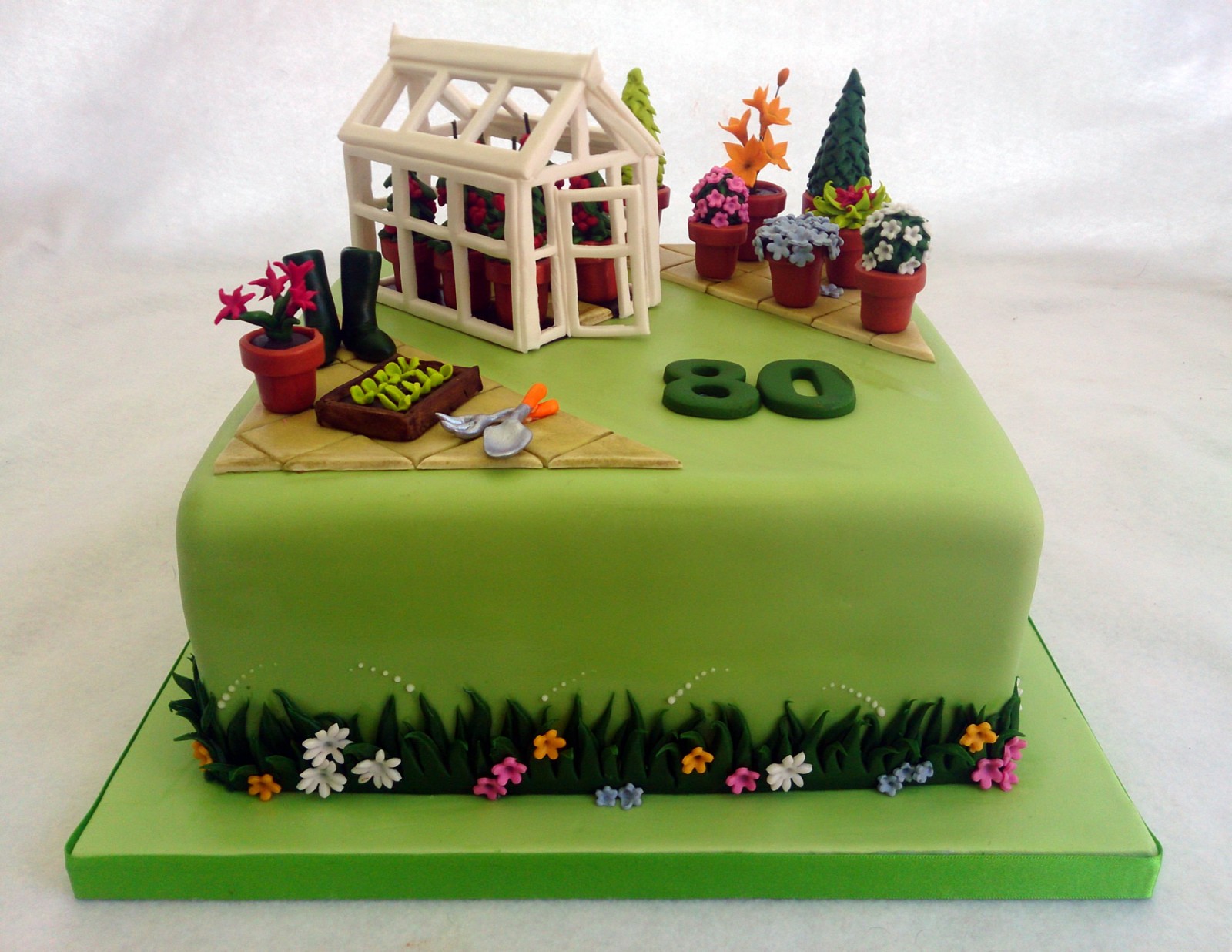  Greenhouse  with Tomato Plants Gardeners Birthday Cake  