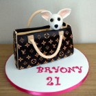 louis vuitton hand bag with white chihuaua novelty birthday cake