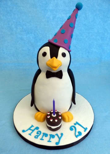 party penguin birthday cake