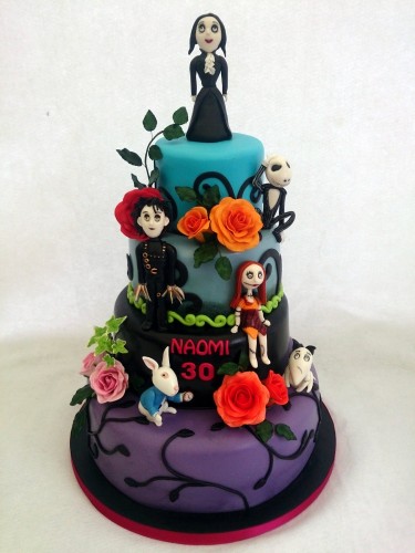 tim burton inspired 4 tier celebration cake