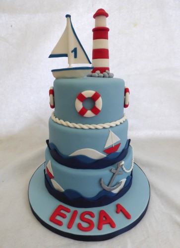 Nautical themed 3 tier birthday cake