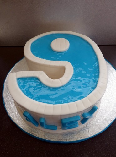 swimming pool party number 9 birthday cake