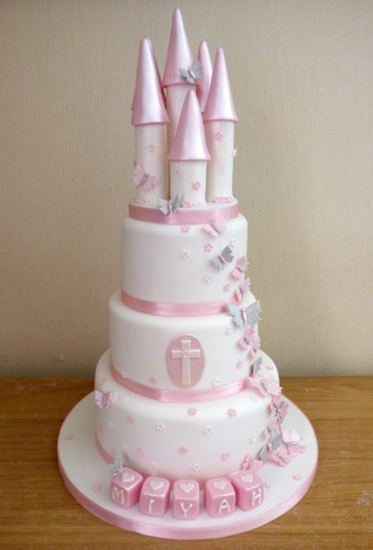 3-tier-pink-and-white-princess-castle-christening-babptism-cake