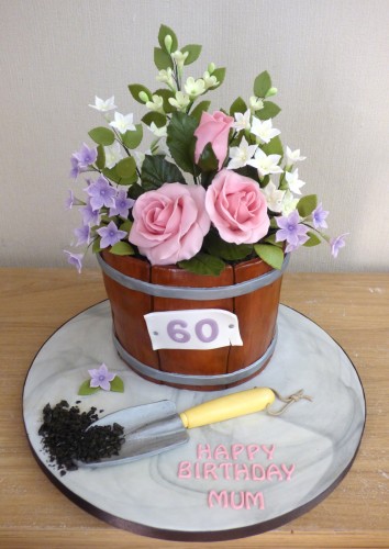 tub-of-sugar-flowers-birthday-cake-