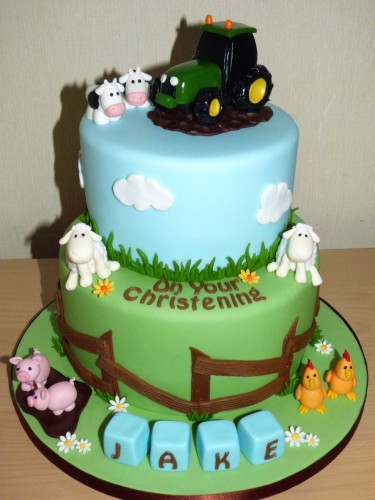 2-tier-farmyard-themed-christening-cake