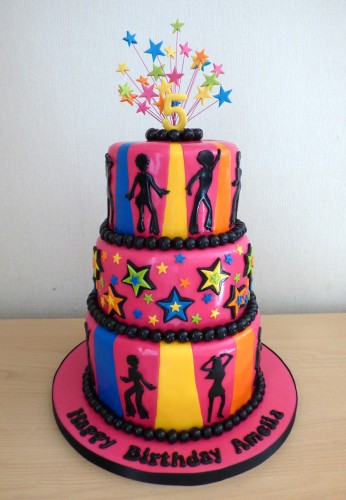 3-tier-disco-themed-birthday-cake