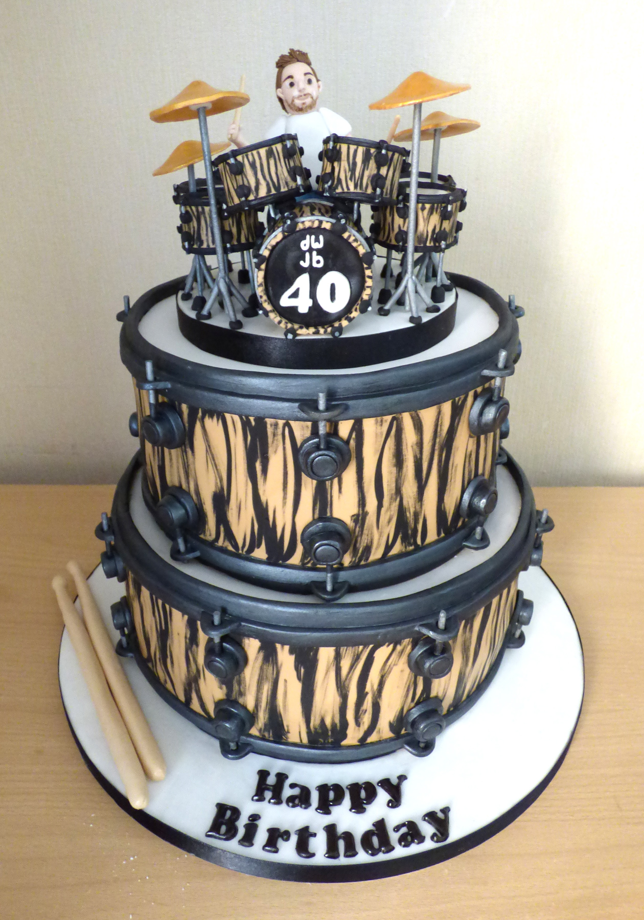 2 Tier Drummer and Drum Kit Birthday Cake | Susie's Cakes