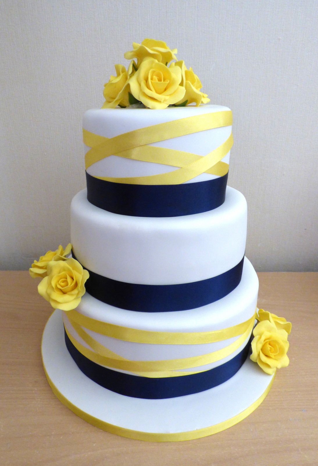 Navy blue yellow and white wedding top