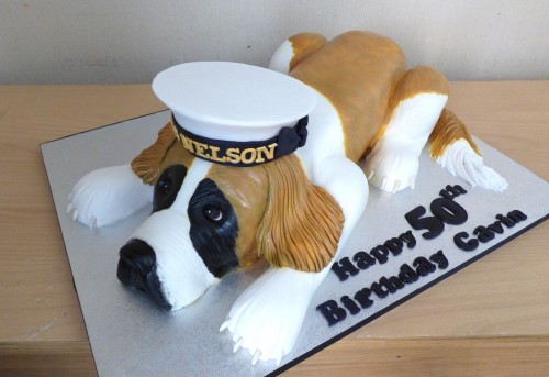 nautical st bernard dog birthday cake