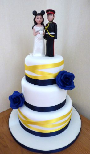 3-tier-navy-and-yellow-wedding-cake-with-personalised-topper