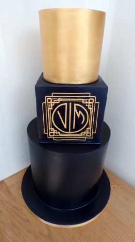 3-tier-gold-and-navy-wedding-cake-personalised