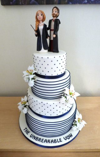 4-tier-wedding-cake-with-personalised-harry-potter-jedi-toppers