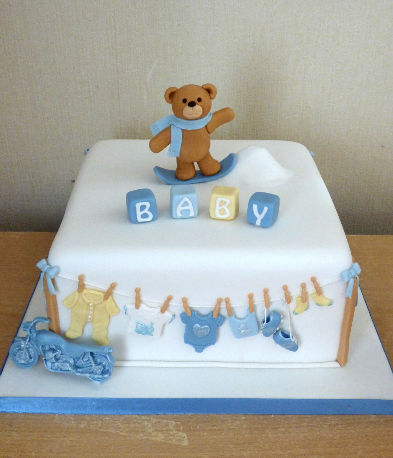 teddy bear baby shower cake boy