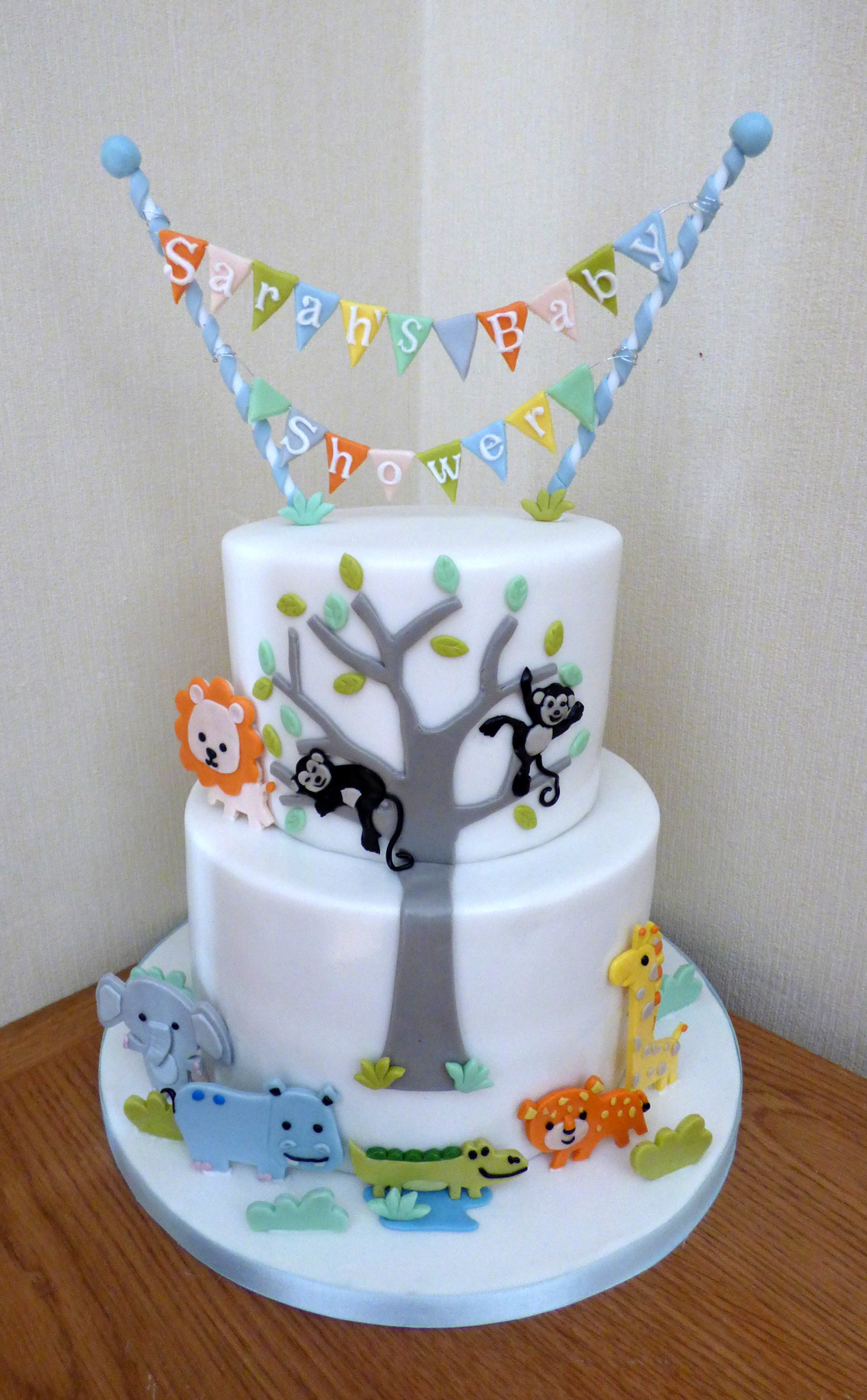 2 Tier animal Themed Baby Shower Cake | Susie's Cakes