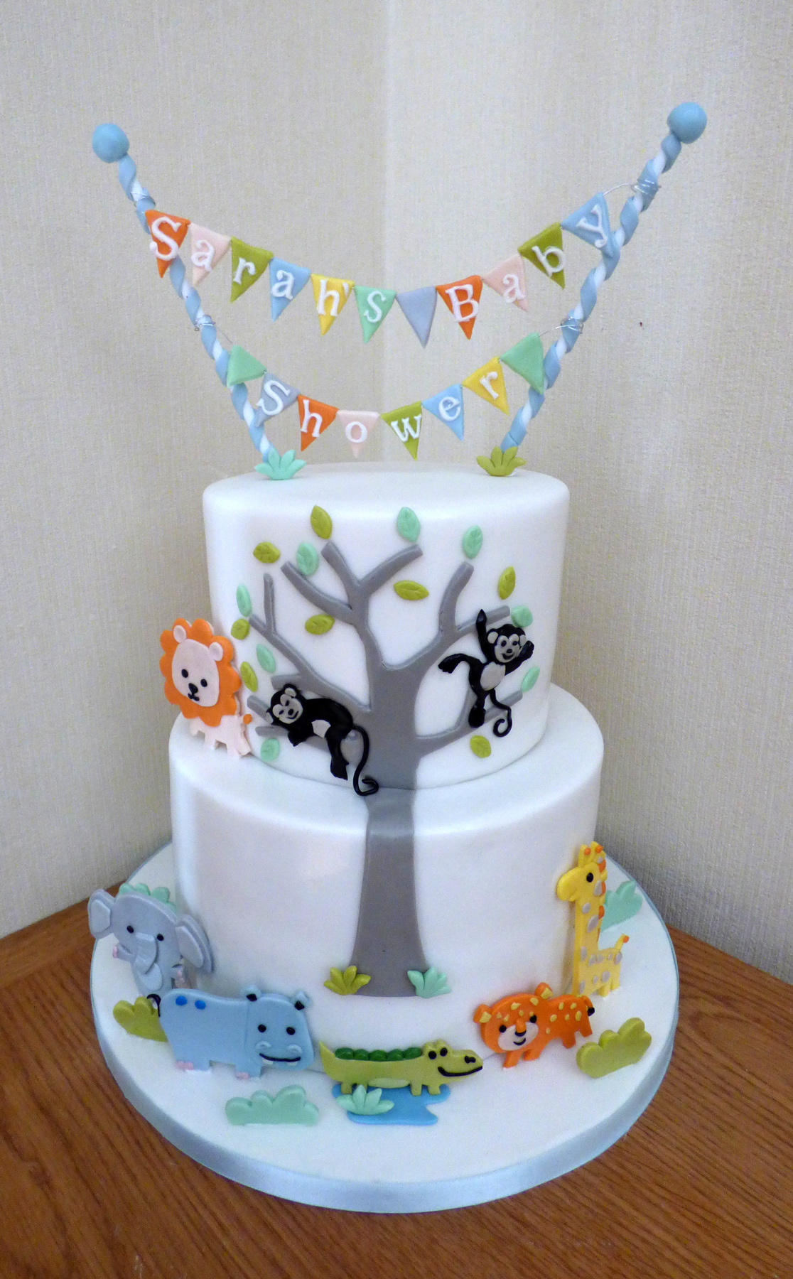 2 Tier animal Themed Baby Shower Cake | Susie's Cakes 2 Tier animal Themed Baby Shower Cake | Susie's Cakes