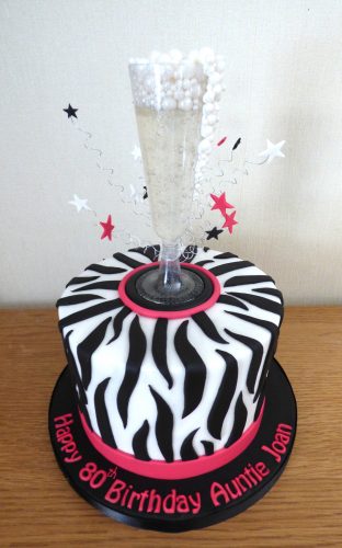 zebra-print-prosecco-birthday-cake