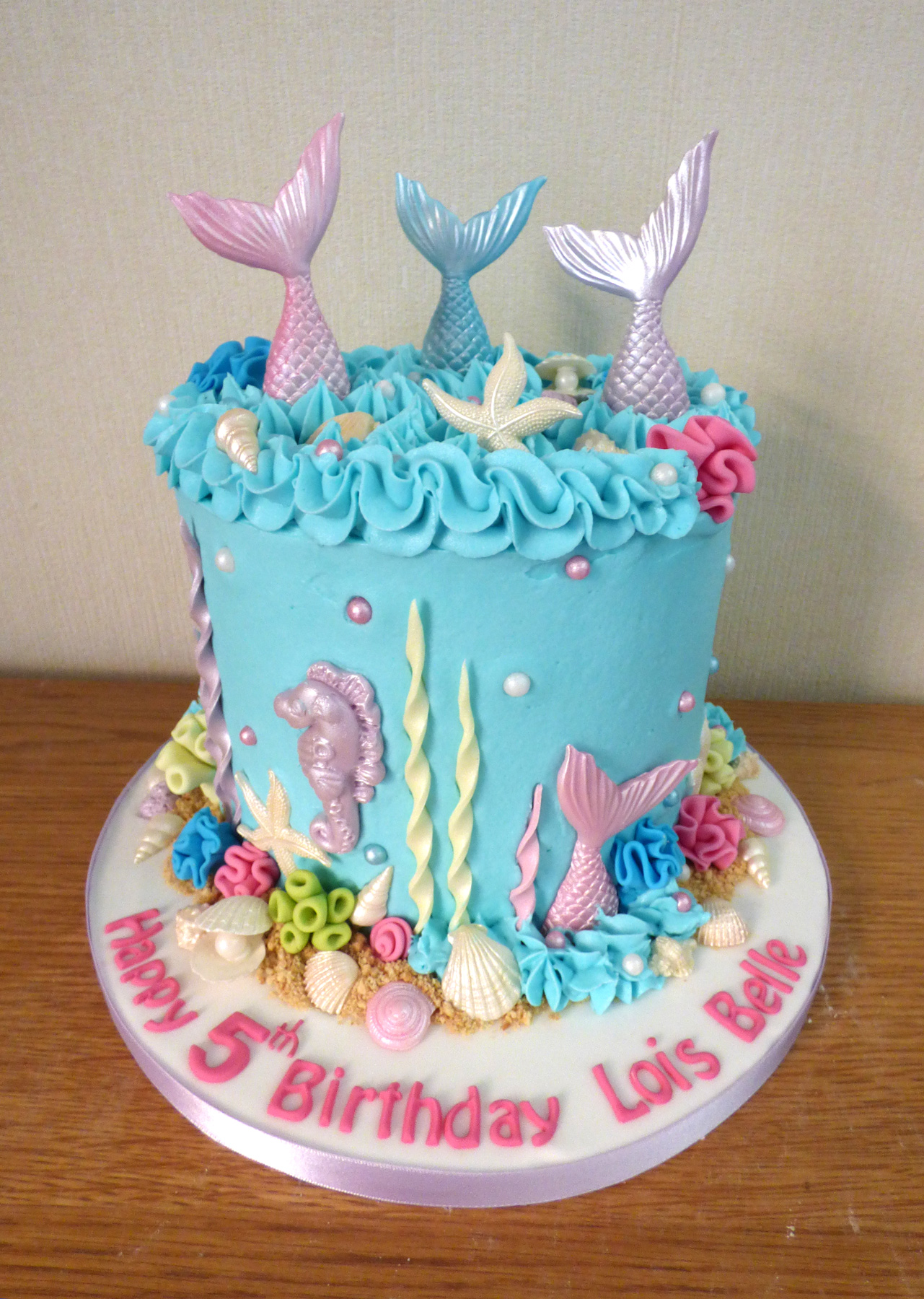 Pastel Mermaid Underwater Themed Birthday Cake