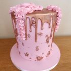 pink-rose-gold-drip-bithday-cake