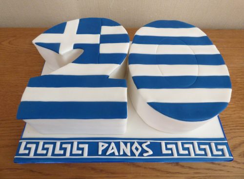 greek-flag-themed-20th-birthday-cake
