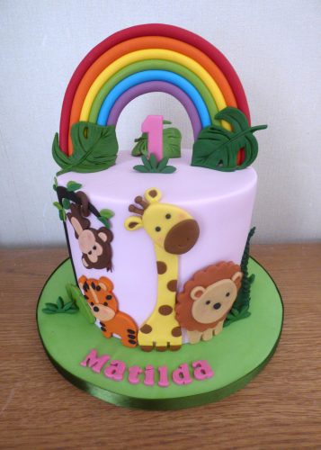 jungle-animals-themed-rainbow-cake
