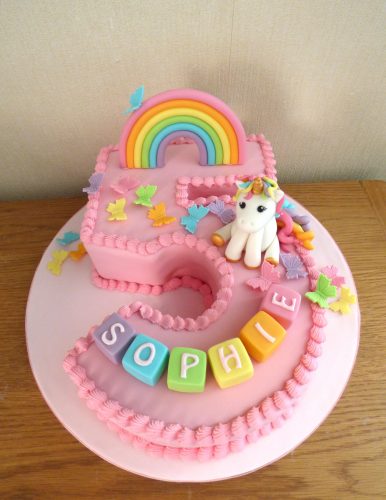 pretty-number-5-unicorn-rainbow-butterflies-birthday-cake