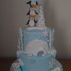 2 tier arctic fox penguins polar bear themed christmas cake