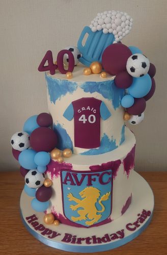 2 tier aston villa football club celebration birthday cake