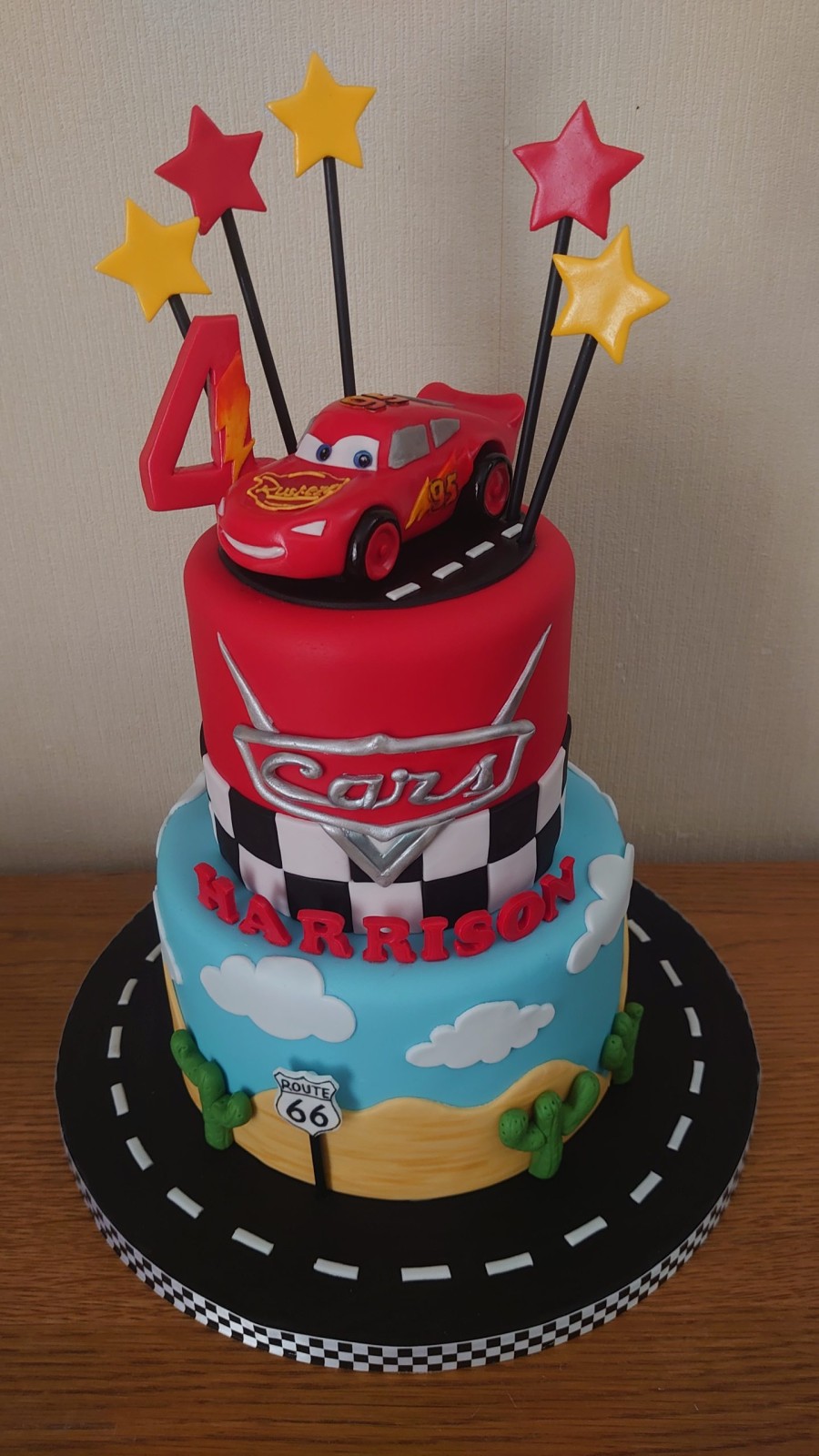2 Tier Lightning Mcqueen Birthday Cake Susie's Cakes